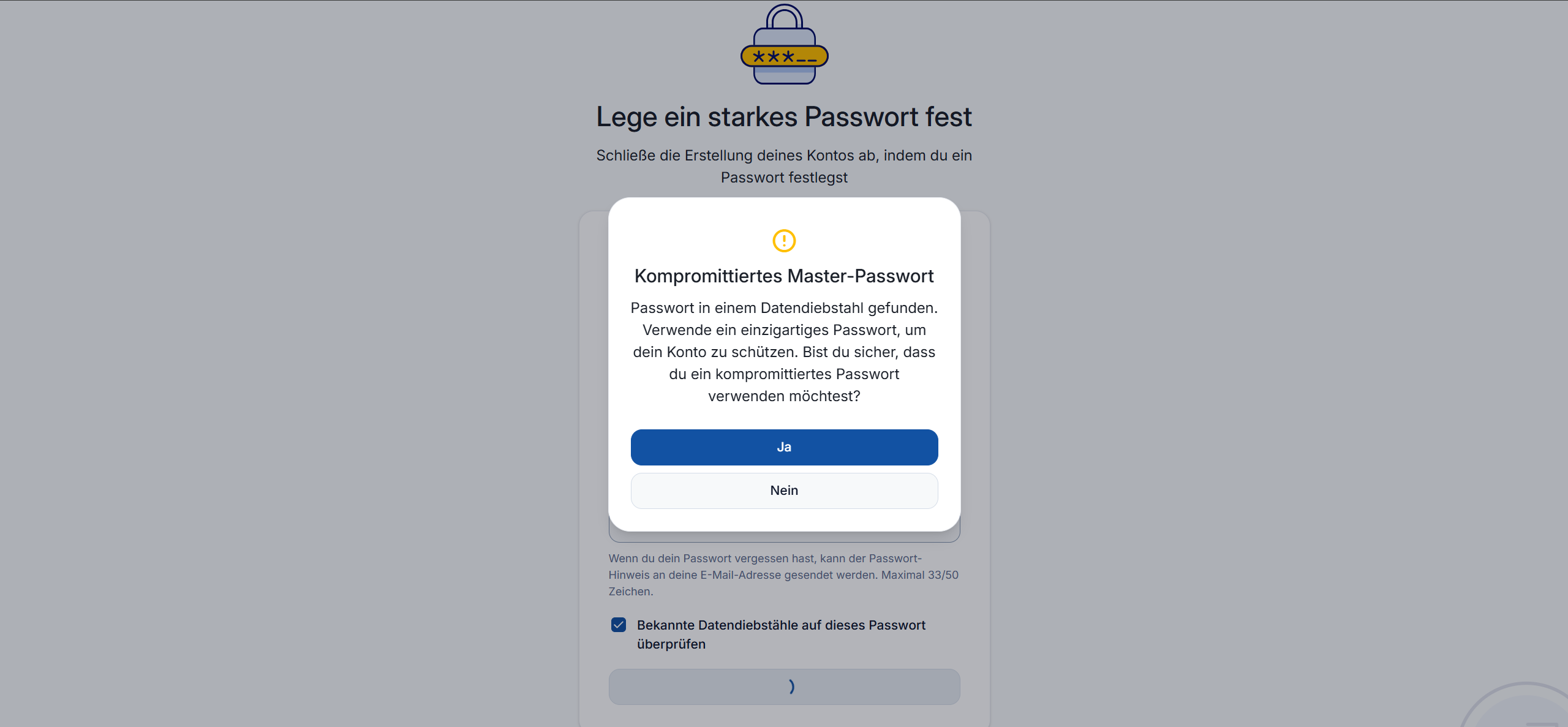 Kompromittiertes Master-Passwort